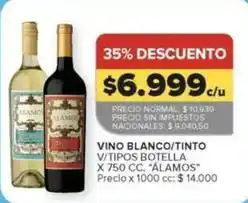 Carrefour Alamos - vino blanco/tinto v/tipos botella x 750 cc oferta