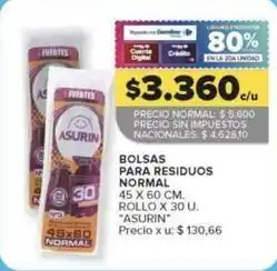 Carrefour Asurin - bolsas para residuos oferta