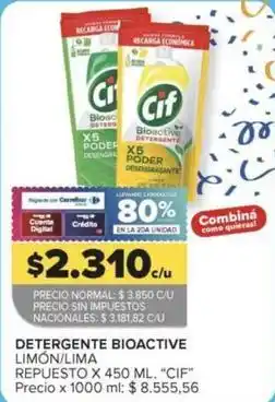 Carrefour Cif - detergente bioactive limón/lima repuesto oferta