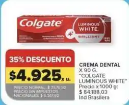 Carrefour Colgate - crema dental luminous white brilliant oferta