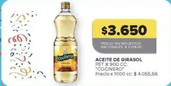 Cocinero - aceite de girasol pet x 900 cc