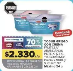 Carrefour Market Yogur griego con crema frutilla/arándanos oferta