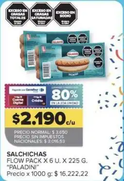 Carrefour Market Paladini - salchichas flow pack oferta