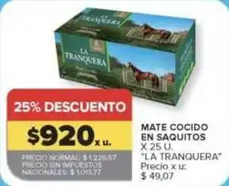 Carrefour Market La tranquera - mate cocido en saquitos oferta
