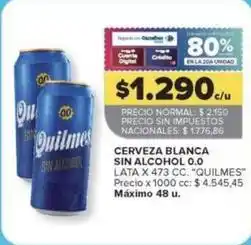 Carrefour Market Quilmes - cerveza blanca sin alcohol 0.0 oferta