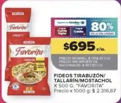 Carrefour Market Favorita - fideos tirabuzón/tallarín/mostacol oferta