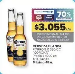 Carrefour Market Corona - cerveza blanca porr on x 330 cc oferta