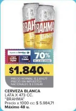 Carrefour Market Brahma - cerveza blanca lata oferta