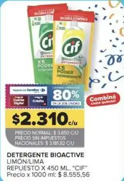Carrefour Market Cif - detergente bioactive limón/lima repuesto oferta