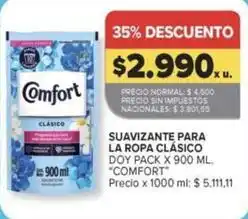 Carrefour Market Comfort - suavizante para la ropa clásico doy pack oferta