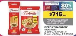 Carrefour Market Favorita - fideos tirabuzón/ spaghetti oferta