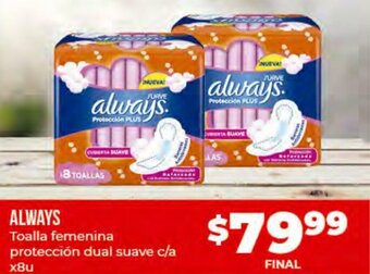Supermayorista Vital Always Toalla Femenina Protección Dual Suave C/A x 8 u oferta