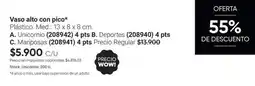 Avon Vaso alto con pico a. unicomio (208942) 4 pts b. deportes (208940) 4 pts c. mariposas (208941) 4 pts oferta