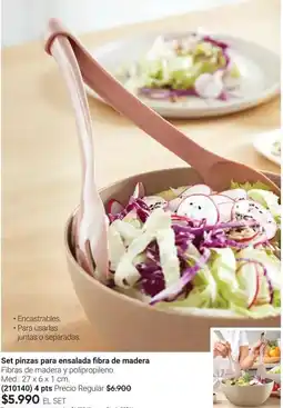 Avon Set pinzas para ensalada fibra de madera oferta