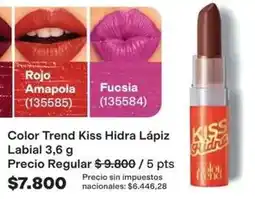 Avon Rojo - color trend kiss hidra lápiz labial oferta