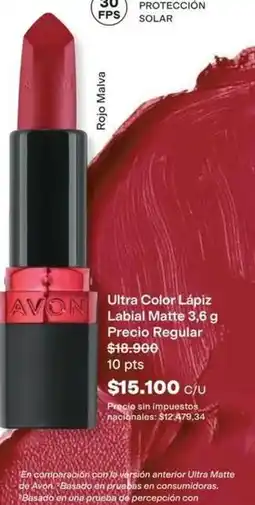 Avon Avon - ultra color lápiz labial matte 3,6 g oferta