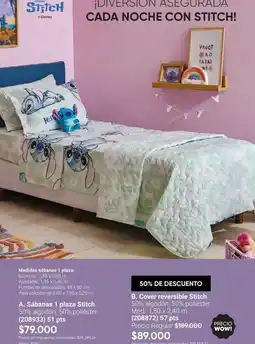 Avon Disney - sábanas 1 pieza stitch oferta