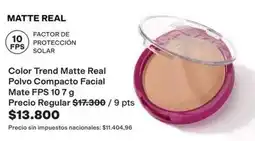 Avon Real - color trend matte polvo compacto facial mate fps 10 7 g oferta
