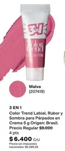 Avon Origen - 3 en 1 color trend labial, rubor y sombra para párpados en crema 5 g (207419) oferta