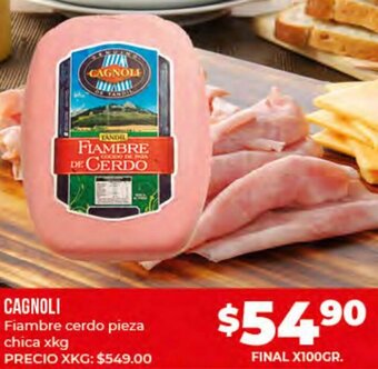 Supermayorista Vital Cagnoli Fiambre Cerdo Pieza Chica x 100 gr. oferta