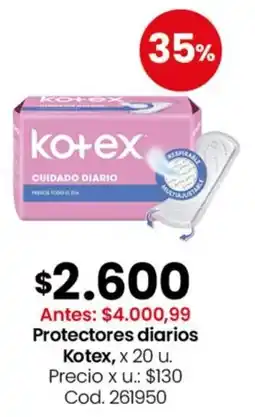 Coto Kotex protectores diarios oferta