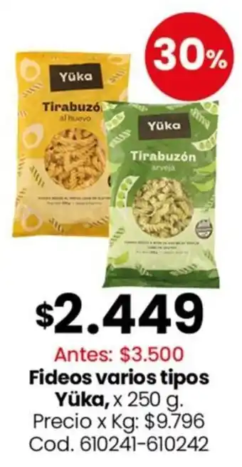 Yüka fideos varios tipos