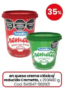Coto Tonadita queso crema clásico/ reducido Cremette oferta