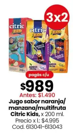 Coto Citric kids jugo sabor naranja/manzana/multifruta oferta