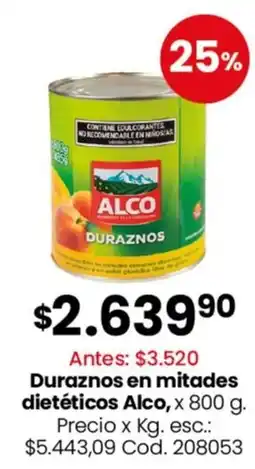 Coto Alco duraznos en mitades dietéticos oferta