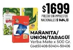 Diarco Mañanita/unión/taragúi yerba mate oferta