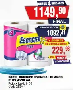 Maxiconsumo Esencial papel higienico blanco plus oferta