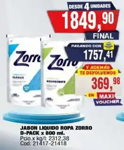 Maxiconsumo Zorro jabon liquido ropa oferta