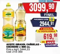 Maxiconsumo Cocinero aceite girasol cañuelas oferta