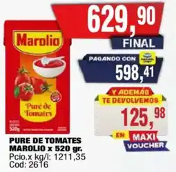 Maxiconsumo Marolio pure de tomates oferta