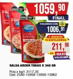 Maxiconsumo Arcor salsa lista pizza pomarola oferta