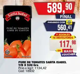Maxiconsumo Santa Isabel pure de tomates oferta