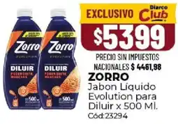 Diarco Zorro jabon liquido evolution para diluir oferta