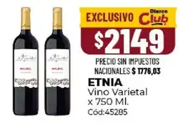 Diarco Etnia vino varietal oferta