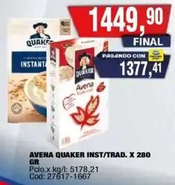 Maxiconsumo Quaker avena inst/trad oferta