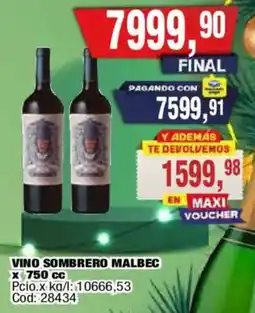 Maxiconsumo Vino sombrero malbec oferta