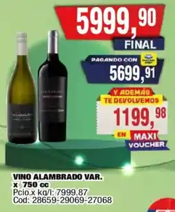 Maxiconsumo Vino alambrado var. oferta