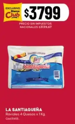Diarco La santiagueña ravioles 4 quesos oferta