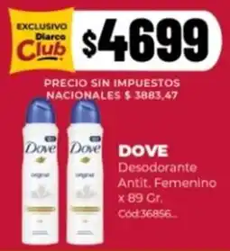 Diarco Dove desodorante antit. femenino oferta