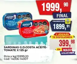 Maxiconsumo Gomes sardinas g.d.costa aceite-tomate oferta