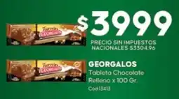 Diarco Georgalos tableta chocolate relleno oferta