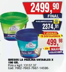Maxiconsumo La paulina quesos untables oferta