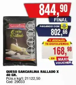 Maxiconsumo Sancarlina queso rallado oferta