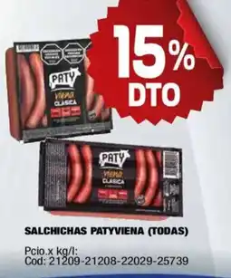 Maxiconsumo Paty salchichas patyvienna (todas) oferta