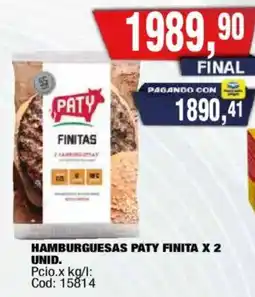 Maxiconsumo Paty hamburguesas finitas oferta