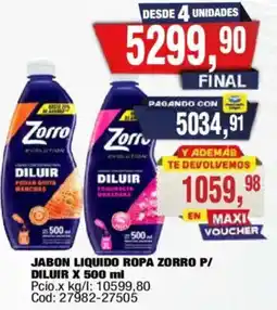 Maxiconsumo Zorro jabon liquido ropa p/ diluir oferta
